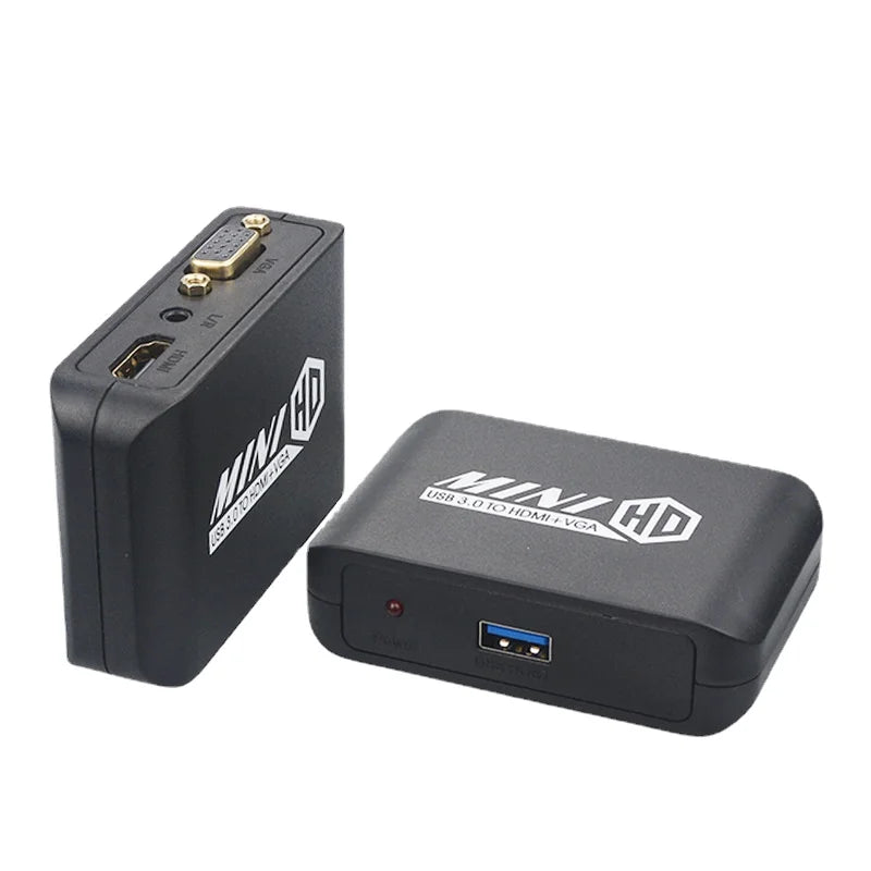 USB 3.0 To HDMI Audio Converter - USB To VGA Extender - HD Video Dual Display with 3.5mm Audio