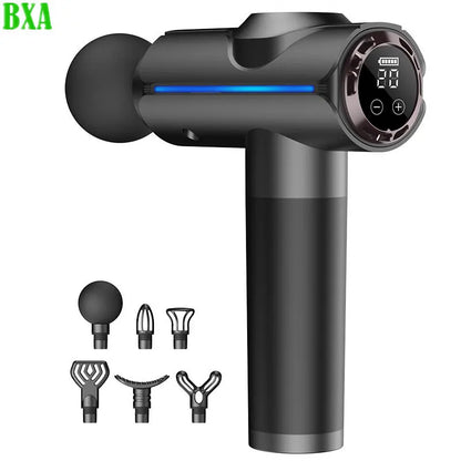 20 Gears Electric Massage Gun With 6 Heads Aluminium Alloy Lightweight Deep Muscle Massager Powerful Motor For Home Gym