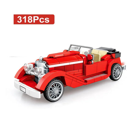 Technical Retro Antique Vintage Car Speed Champions Model Building Blocks City Classic Toys Gift Roadster Vehicle Supercar Brick