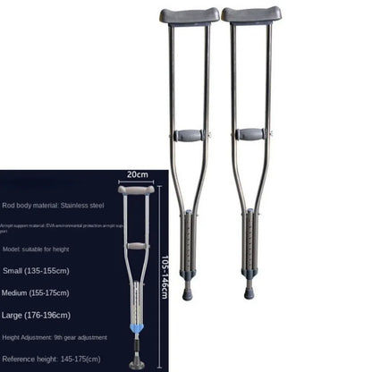 Stainless Steel Aluminum Allo Single Crutch Walking Aid  Armpit Crutches Double Crutches Walker Elderly Rehabilitation Toddler