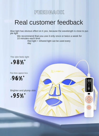 Facial Mask Instrument Silicone Photon Mask LED Row Light Infrared 4-color Skin Rejuvenation Beauty Instrument