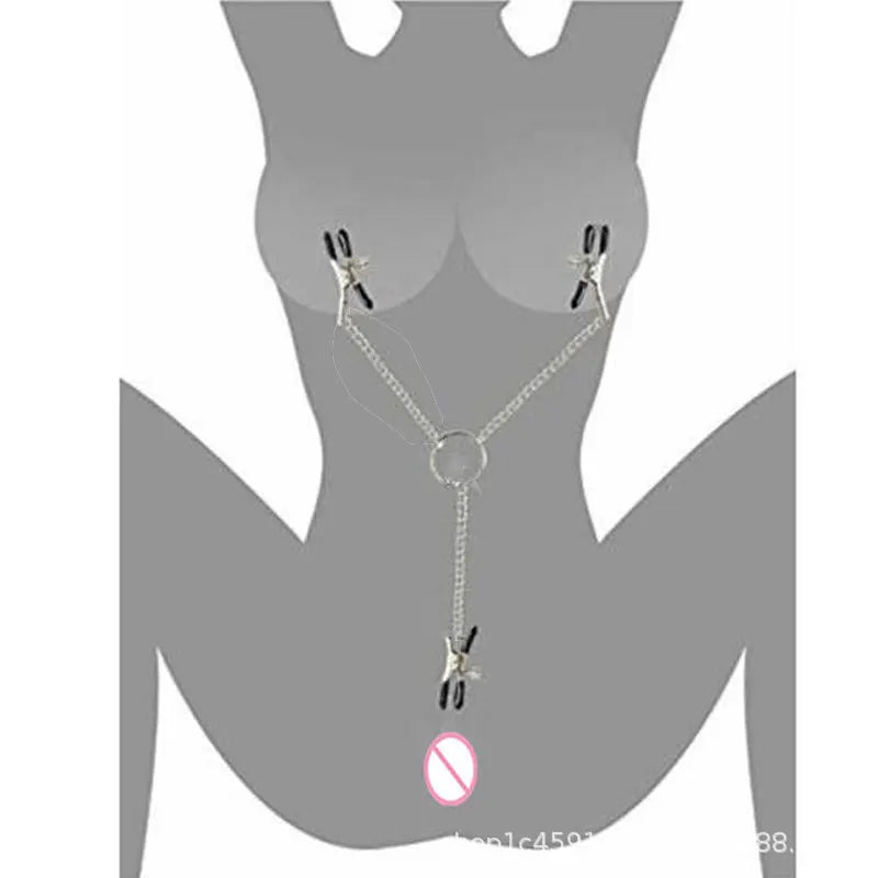 Three-head Nipple Vagina Clamp with Chain Nipple Vagina Clips BDSM Toy Kink Fetish Erotic Wear Body 3-Headed Clamps Bondage