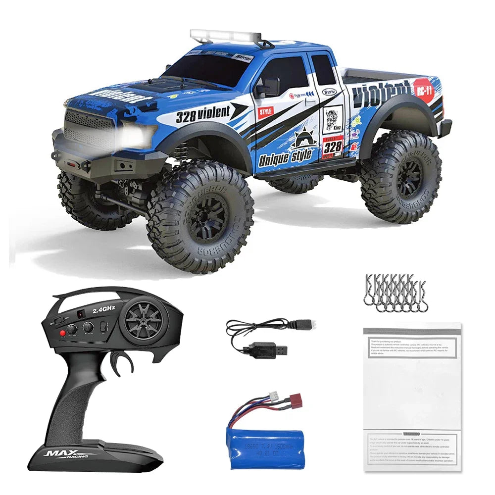 1:10 Rc Cars 2.4g 4WD Remote Control Off-road Truck Led Lights Rtr Model Off-road Monster Truck Children's Toy Gift