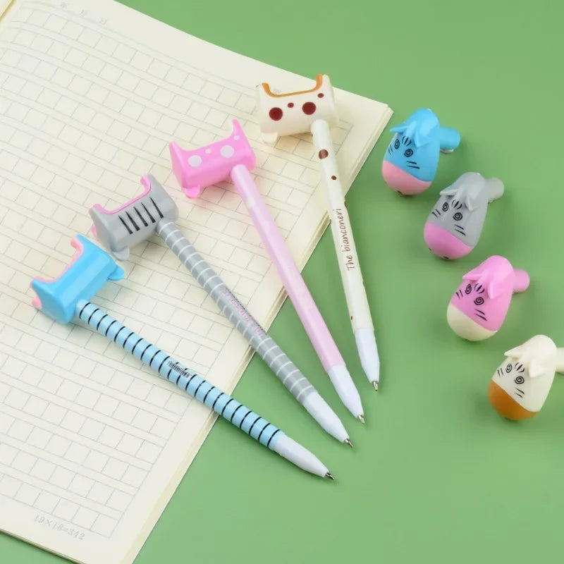 1PCS Learning Stationery Creative Cartoon Donkey Ballpoint Pen Cute Student Giraffe Desk Office Hippos Signature Pen Random