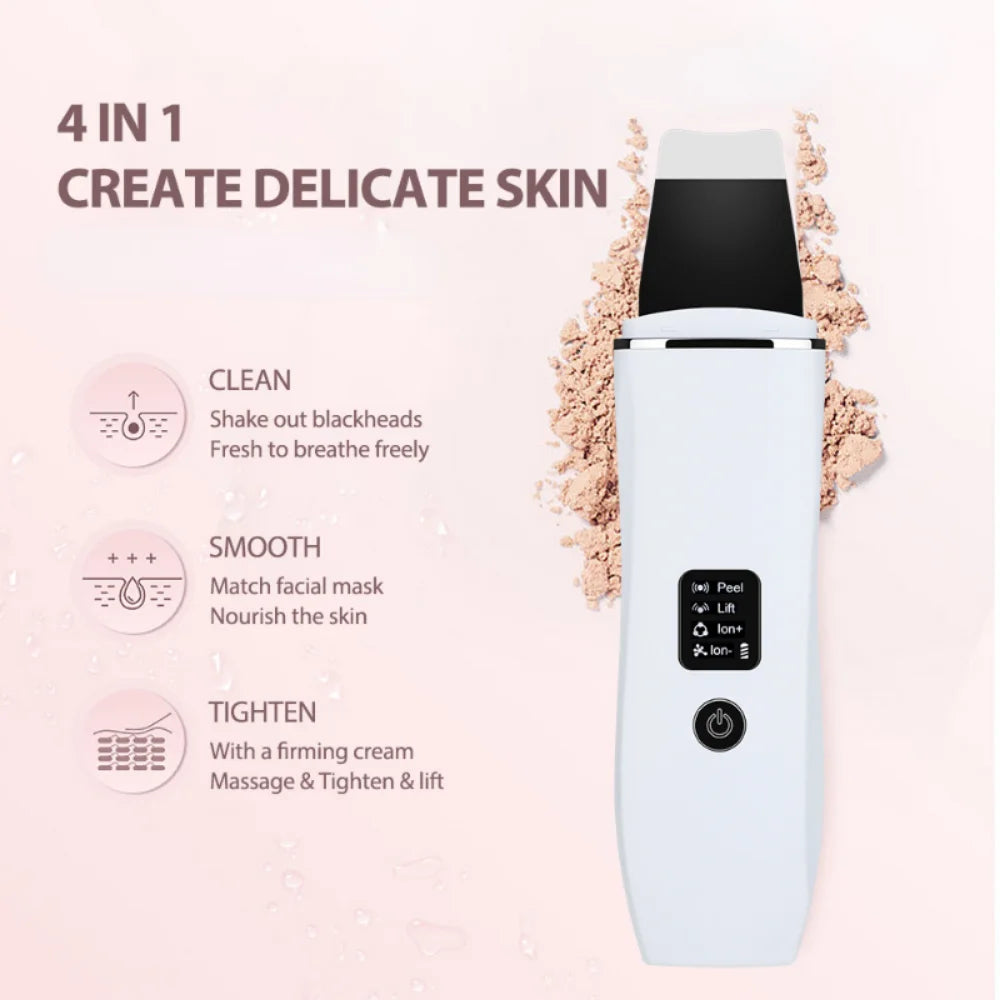 Face Deep Cleansing Facial Lifting EMS Ultrasonic Skin Scrubber C3 Peeling Shovel EMS Microcurrent Acne Blackhead Remover