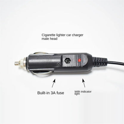 12V Copper Spring Car Charger Cable, DC5.5*2.5 Forked Cigarette Lighter Cable for Car Air Purifier Power Supply