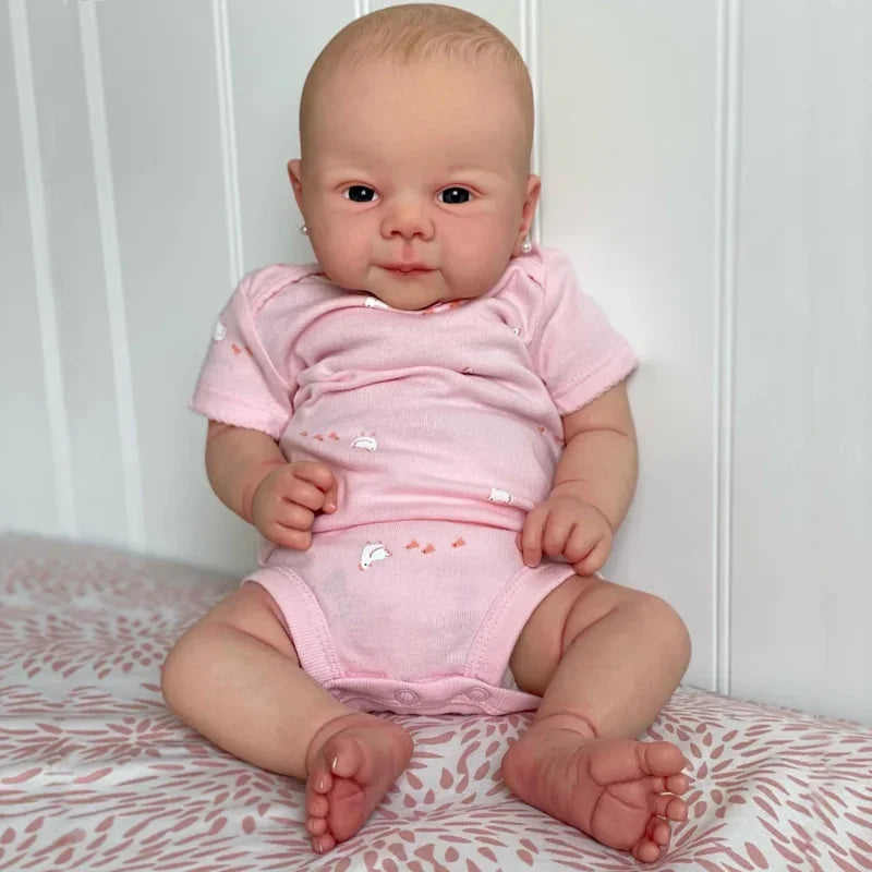 49CM Reborn Baby Doll Soft Silicone Cloth Body Lifelike Real Touch Girl Juliette with Hand-Drawing Hair Toddler Princess Doll