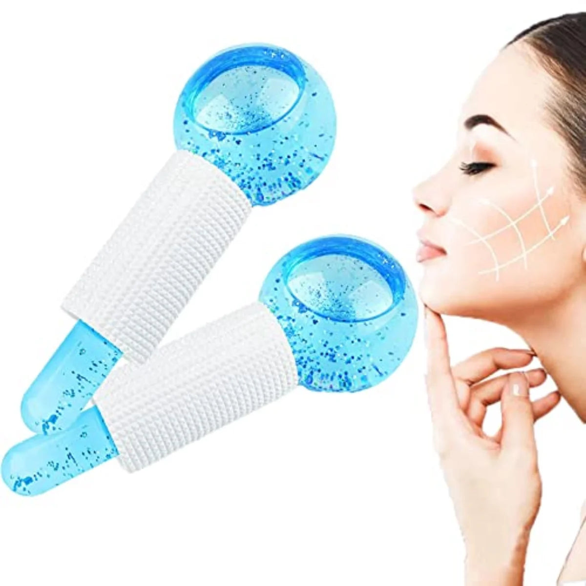 2PCS Beauty Ice Hockey Energy Beauty Crystal Ball Facial Cooling Ice Globes Water Wave For Face And Eye Massage Roller Skin Care