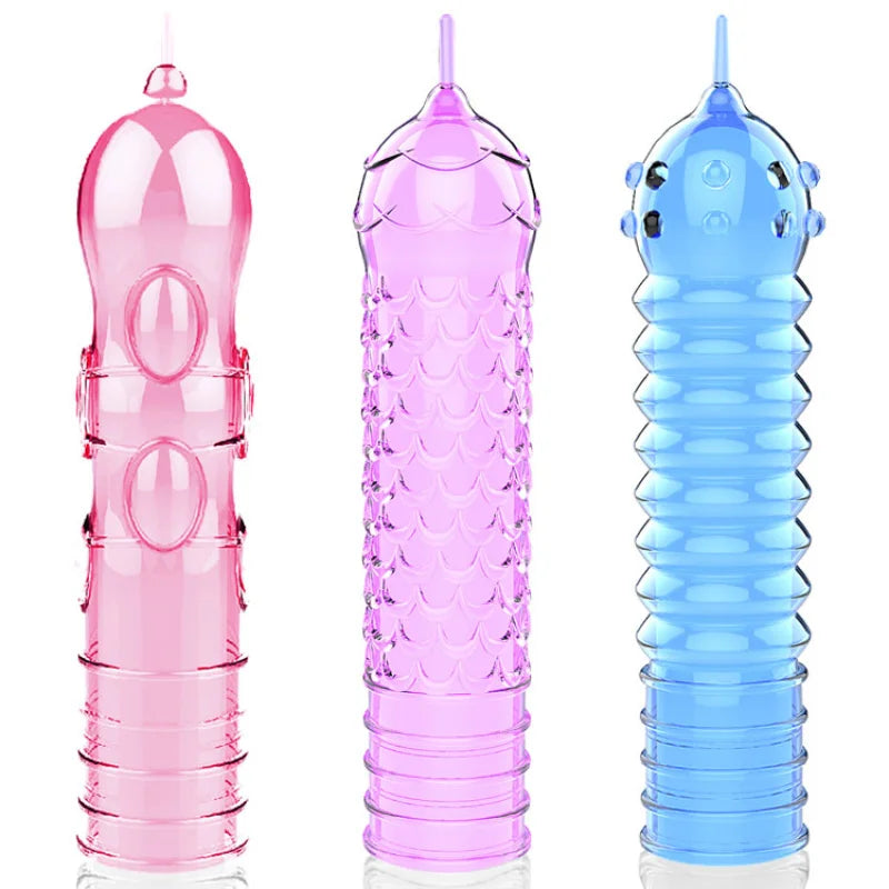 1PCS Transparent Colorful Crystal Penis Sleeve Enhancer G-Spot Stimulation Delayed Ejaculation Stronger Erection Sex Toy for Men