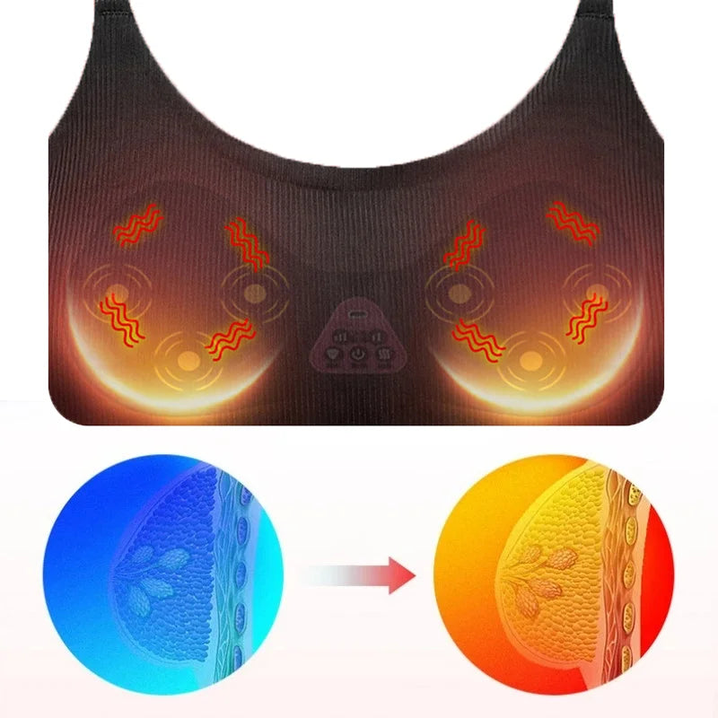 NEW Electric Breast Massager Smart Vibrating Heating Hot Compress Stimulator Enhance Chest Shaping Relax Breast Care Massage Bra