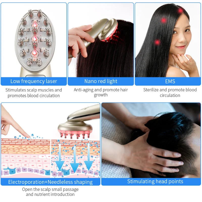 Electric Laser Hair Growth Comb Infrared EMS Vibration Massager Microcurrent Hair Care Hair Loss Treatment Hair Regrowth