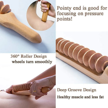 1pc Massage Roller Wooden Therapy Massage Tool Handheld Trigger Point Manual Muscle Relaxation Rolle Stick