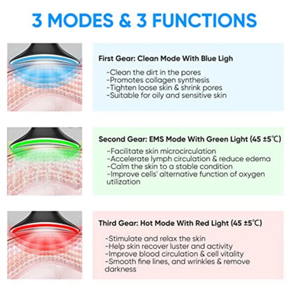 3 in 1 Facial Lifting Massager EMS Microcurrent Face Neck Beauty LED Photon Therapy Skin Tighten Reduce Double Chin Anti Wrinkle