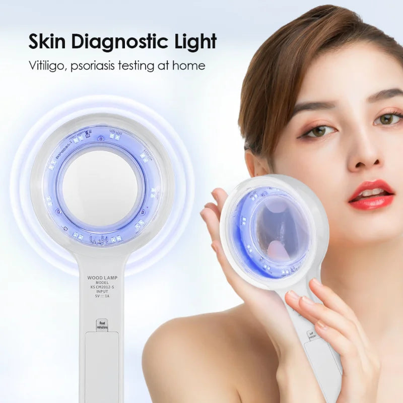 NEW Blue LED Cold UV Light Skin Analyzer With 8 Times Magnification Effect SkinTesting Multi-function Fungus Detection