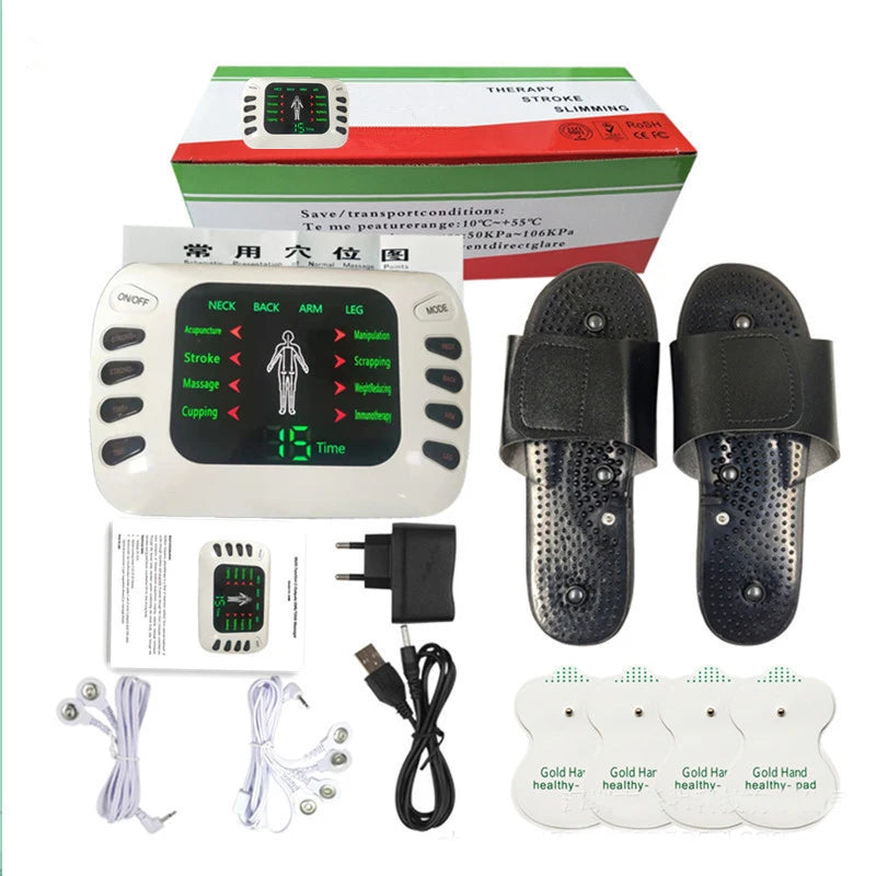 BXA 309B Dual Output Tens Acupuncture Electric Therapy EMS Muscle Stimulator 8 Modes Meridian Physiotherapy Apparatus Massager