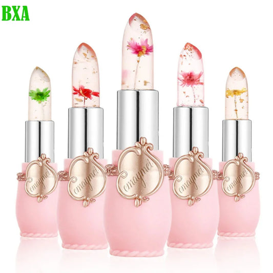 Dried Flower Crystal Jelly Lip Balm Lipstick Temperature 6 Color Changing Lip Balm Gloss Transparent Long Lasting Moisturizer