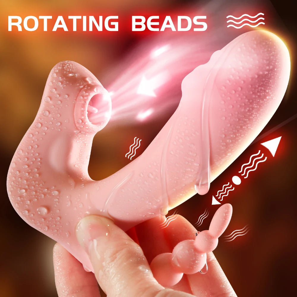 Sucker Toy 3 IN 1 Clitoris Sucking Rotating Beads Dildo Vibrator Panties for Women Vagina Stimulator Adult 18 Sex Machine Female