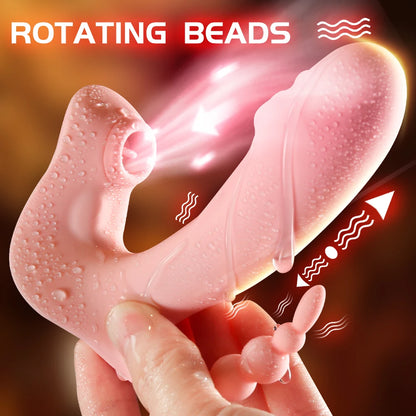 Sucker Toy 3 IN 1 Clitoris Sucking Rotating Beads Dildo Vibrator Panties for Women Vagina Stimulator Adult 18 Sex Machine Female