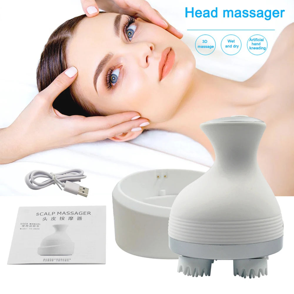 New Waterproof Electric Head Massage Wireless Scalp Massager Pressure Points To Relieve Pressure and Promote Blood Circulation