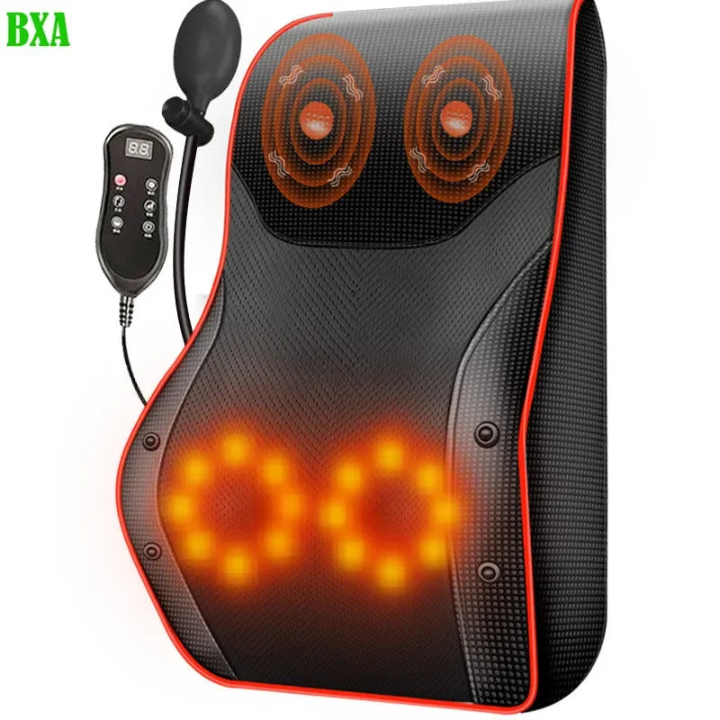 Electric Neck Massager Pillow Head Cervical Ttraction Body Massage Car Back Pillow with Heating Vibrating Massage Device Relax