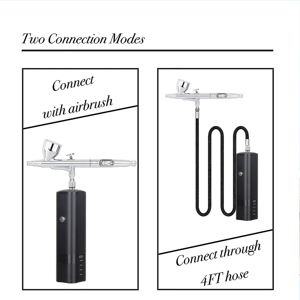 Dual Action Cordless Airbrush Compressor High Pressure Spray for Art Gun Beauty Salon Makeup Nail Tattoos Cake Tools