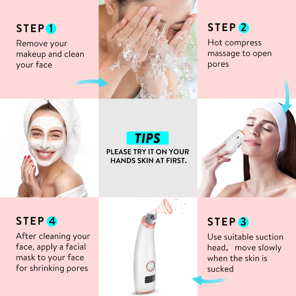 Pimple Removal Vacuum Suction Tools Face Pore Vacuum Skin Care White Blackhead Remover USB Rechargeable Acne Pore Cleaner