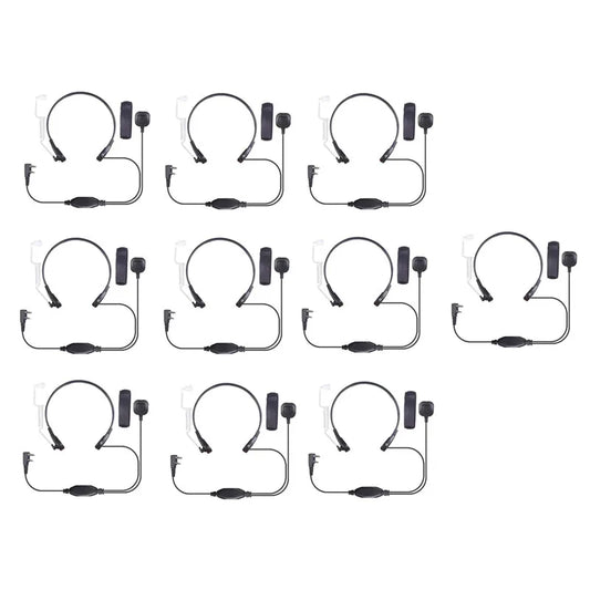 10pcs Baofeng UV-5R Series 2Pin Throat Vibration Finger PTT Mic Earpiece Air Tube Headset Microphone for Kenwood Walkie Talkie