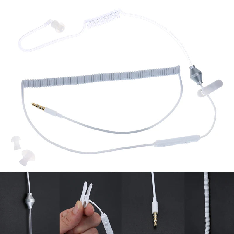 1 Pin 3.5mm Flexible Acoustic Air Tube Earpiece PTT Mic Speaker Microphone Headset for MP3 iPad Xiaomi iPhone Samsung Cell Phone