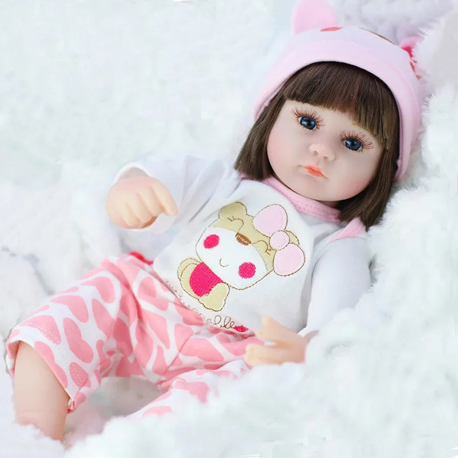 42CM Baby Reborn Doll Toys Sleeping Accompany Doll Lifelike Soft Toddler Reborn Dolls for Girls Birthday Present Gifts Kids Toys