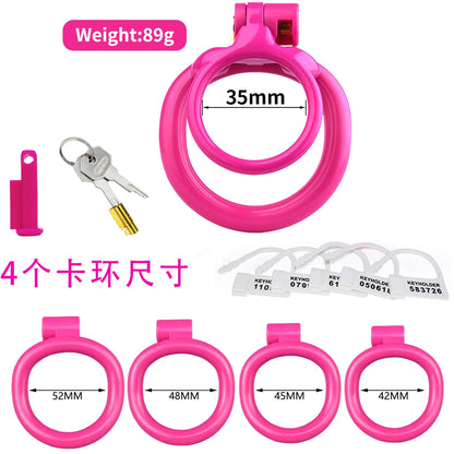 2024 New Male Resin Chastity Lock Penis Cage Ball Stretcher Penis Ring Smooth Lightweight Adult Penis Lock