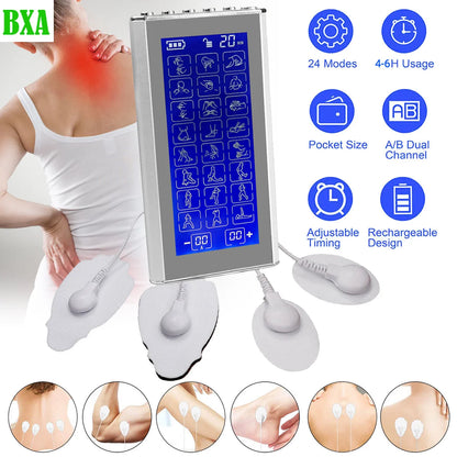 Household 24 Modes EMS  Electric Muscle Therapy Stimulator 4 Output Channel TENS Unit Machine Physiotherapy Pulse Body Massager