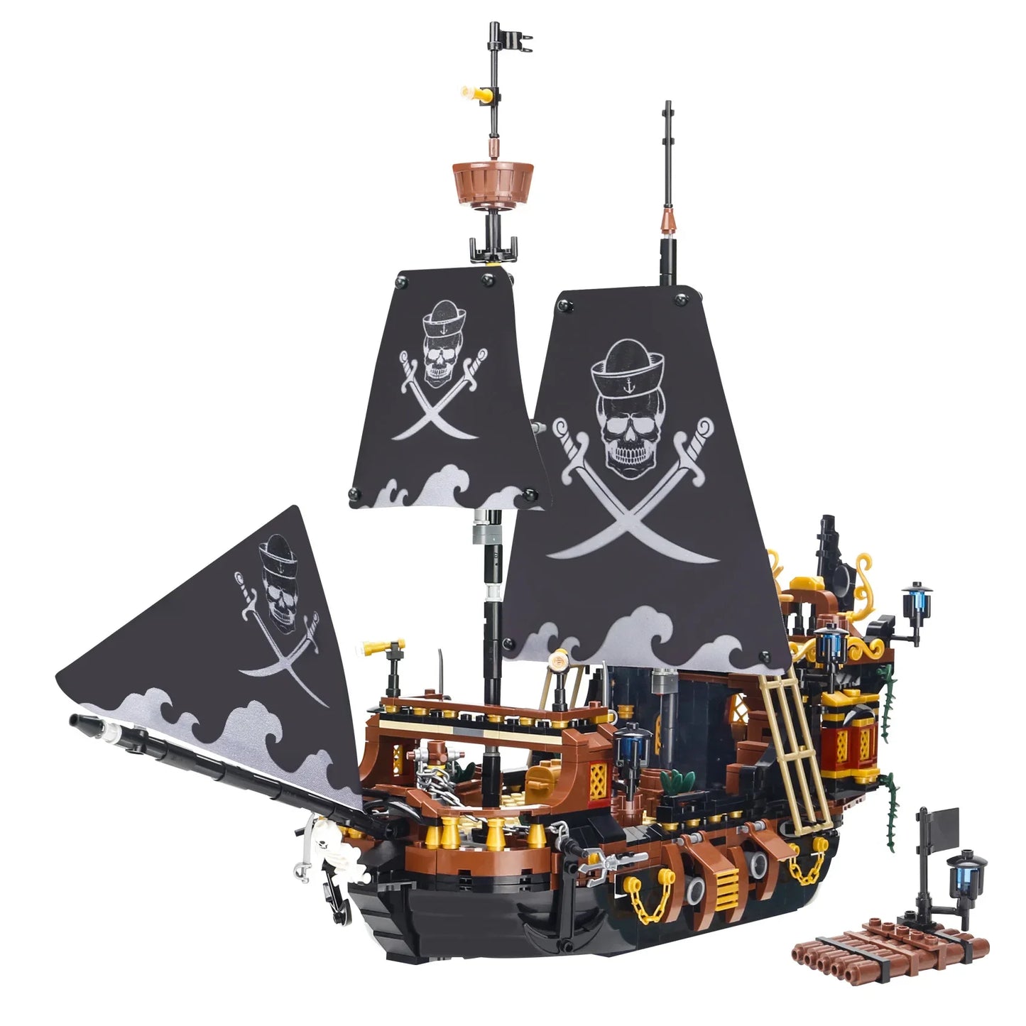 1328PCS MOC Black Pearl Pirate Ship Building Blocks Boat City DIY Bricks Toys with Figures Birthday Christmas Gift