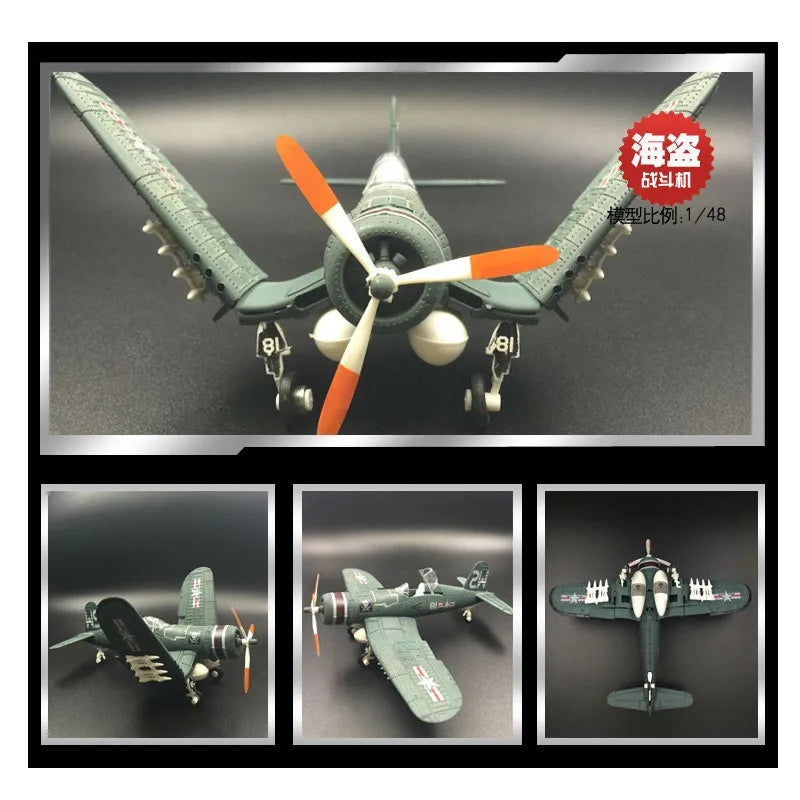 1pcs 1/48 4D Assembled Model American Pirate Carrier-based Fighter USA Military Model Toy Radom Color for Kids Puzzle Toys