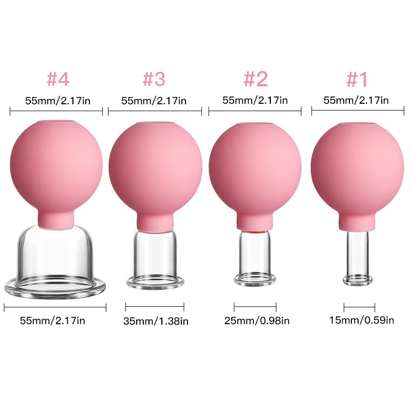 4pcs Face Massage Rubber Vacuum Cupping Body Cups Face Skin Lifting Anti-Wrinkle Cupping Therapy Facial Medical Massage Tools