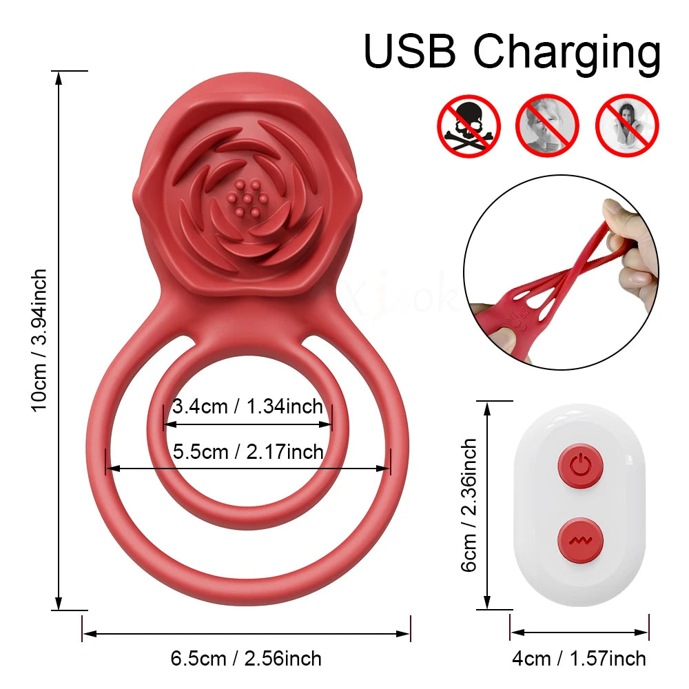 Wireless Remote Control Penis Rings Delay Ejaculation Sex Toys for Male Cock Rings Rose Toy Cock Ring Vibrator for Men and Woman