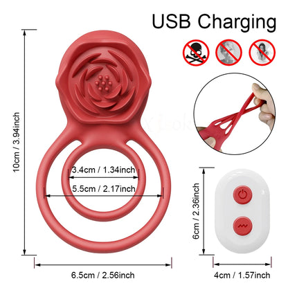 Wireless Remote Control Penis Rings Delay Ejaculation Sex Toys for Male Cock Rings Rose Toy Cock Ring Vibrator for Men and Woman