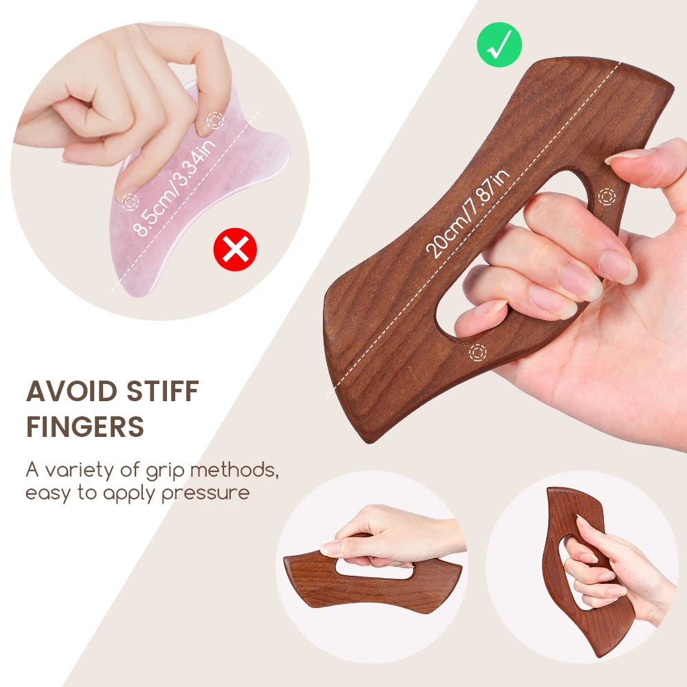 Wood Gua Sha Tool Handheld Gua Sha Scraping Paddle Slimming Guasha Massage Board Stick Scraper for Fat Burner Blood Circulation