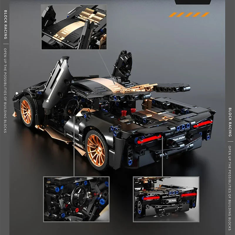 1309PCS Technical MOC 1:14 Black Gold Lamborghnised Building Blocks Sport Car Vehicle Assemble Bricks Toys Gifts for Kids Boy