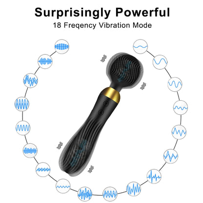 Soft Silicone Powerful 18-Band Dual Vibration AV Stick G Spot Massager  Clitoral Stimulator Masturbator Sex Toys for Women