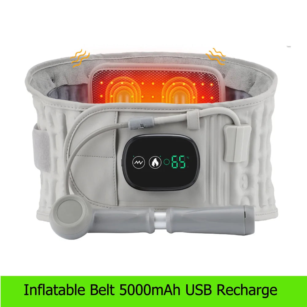 Inflatable Red Light Heating Vibration Massage Airbag Support Back Relief Waist Support Belt Abdominal Muscle Relax USB Charging