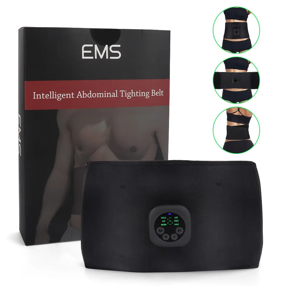 Electric Abdominal Body Slimming Belt EMS Waist Band Unisex Smart Abdomen Muscle Stimulator Trainer Fitness Lose Weight Fat Burn