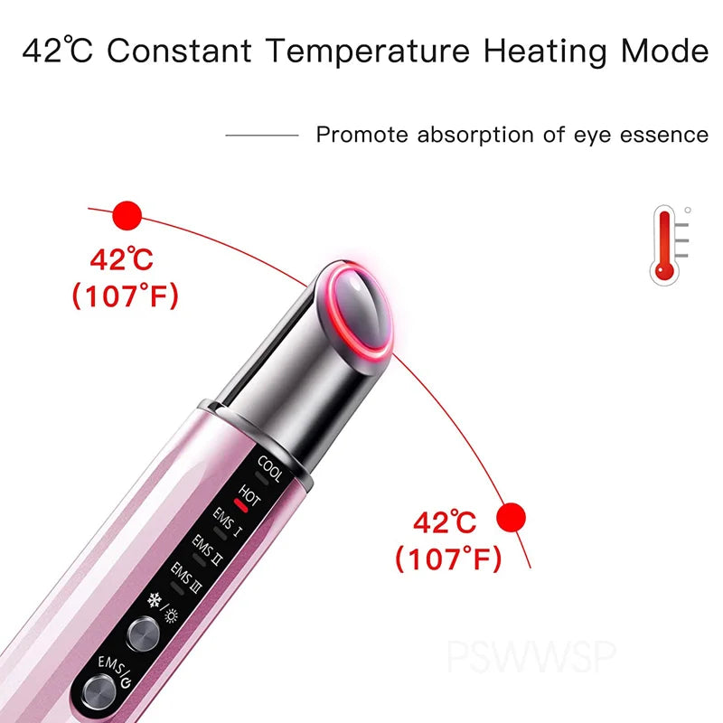 EMS Hot and Cold Eye Massage Stick Wrinkle Removal Relieve Dark Circles Puffiness Eye Bags Eye Care Facial SkinBeauty Machine