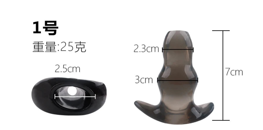 1pcs Soft Silicone Hollow Plug Butt Plug TPE Transparent Black Tunnel Anal Plug Speculum Expander Dilator SM Sex Toy for Couples