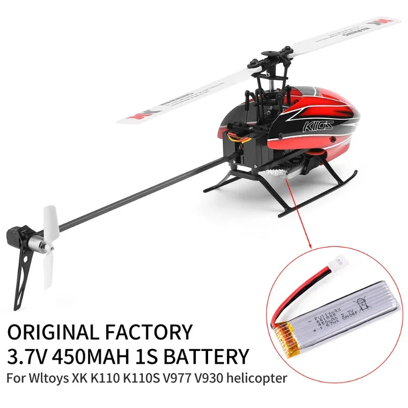 Wltoys RC Battery K110 K110s Battery 3.7V 450mAh 1S with Ph2.54 Plug for XK V977 V930 Helicopter RC Parts Accessory