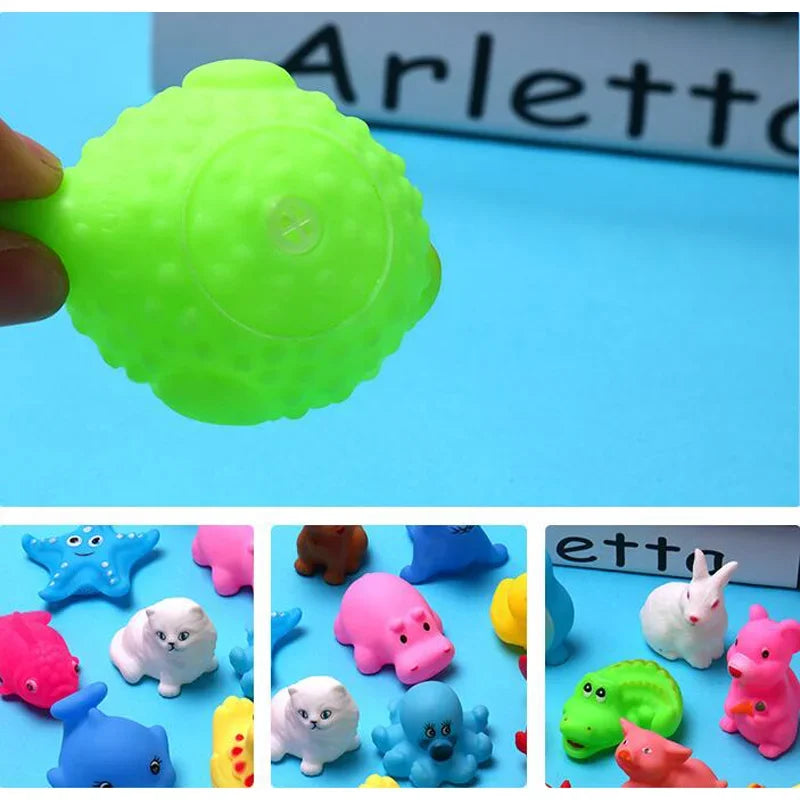 10Pcs/set Baby Cute Animals Bath Toy Water Playing Toys Soft Rubber  Squeeze Sound Kids Bath Play Pools Water Fun Toys Gifts