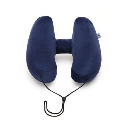 1pack H Shaped Massage Pillow Inflatable Portable Storage Outdoor Travel Long Distance Car Airplane Rest Hooded Neck Pillow