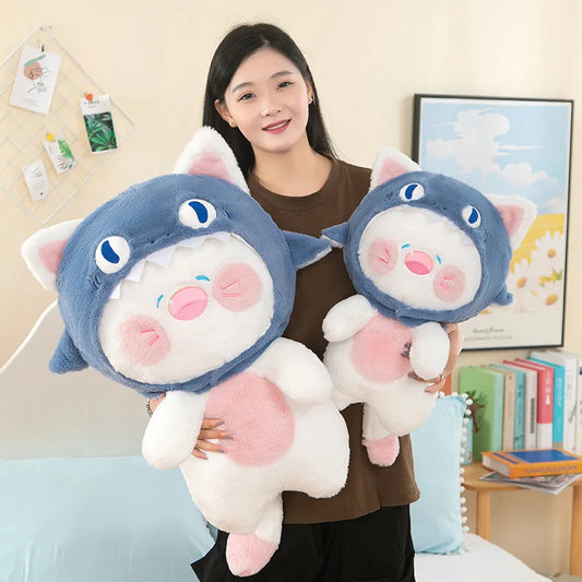 1pcs 30cm/50cm Cartoon Cute Internet Celebrity Shark Cat Plush Doll Creative Doll Cute Cat Plush Toy for Children Gift Wholesale