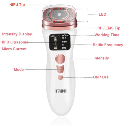 Upgraded Mini Hifu Ultrasonic Face Machine for Home Use with Hifu EMS LED Professional Machine Face Lift To Remove Wrinkles