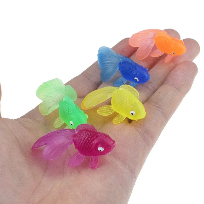 10pcs/set Kids Soft Rubber Simulation Mini Colorful Goldfish Model Baby Bath Toys for Children Toddler Fun Swimming Beach Gifts