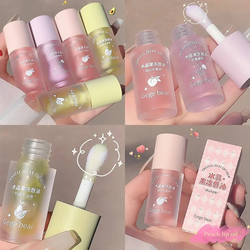 1pc 4g Crystal Jelly Lip Oil Hydrating Plumping Lip Gloss Coat For Cute Lipsticks Tinted Clear Serum Fruit Lip Balm Cosmetics